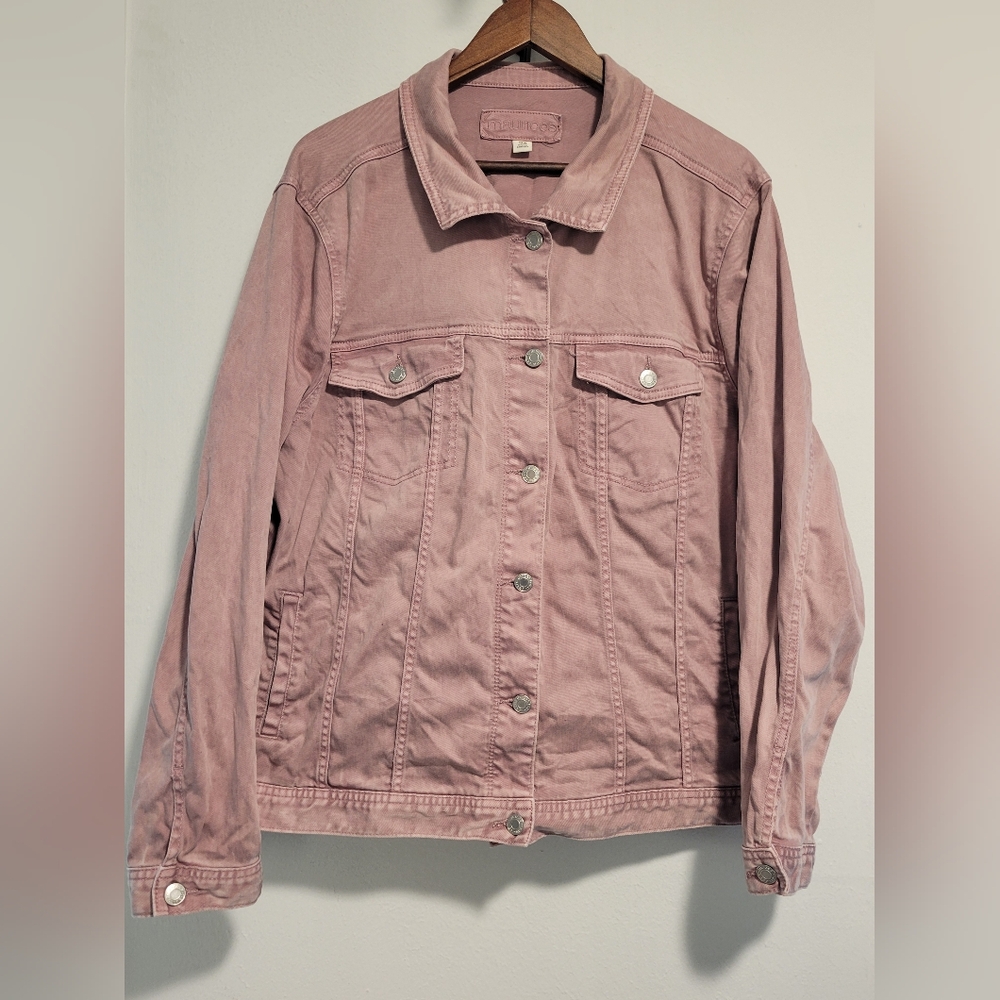 Maurices Denim Button-Up Jacket, Dusty Pink, 3X